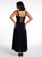 Maryana Lace Up Back Bone In Corset Maxi Dress