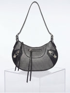 Trina Rhinestones Decor Moto Shoulder Bag